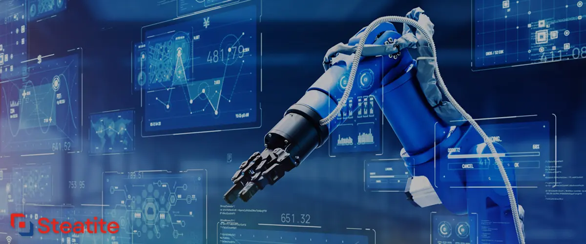 A robot arm in an industrial setting